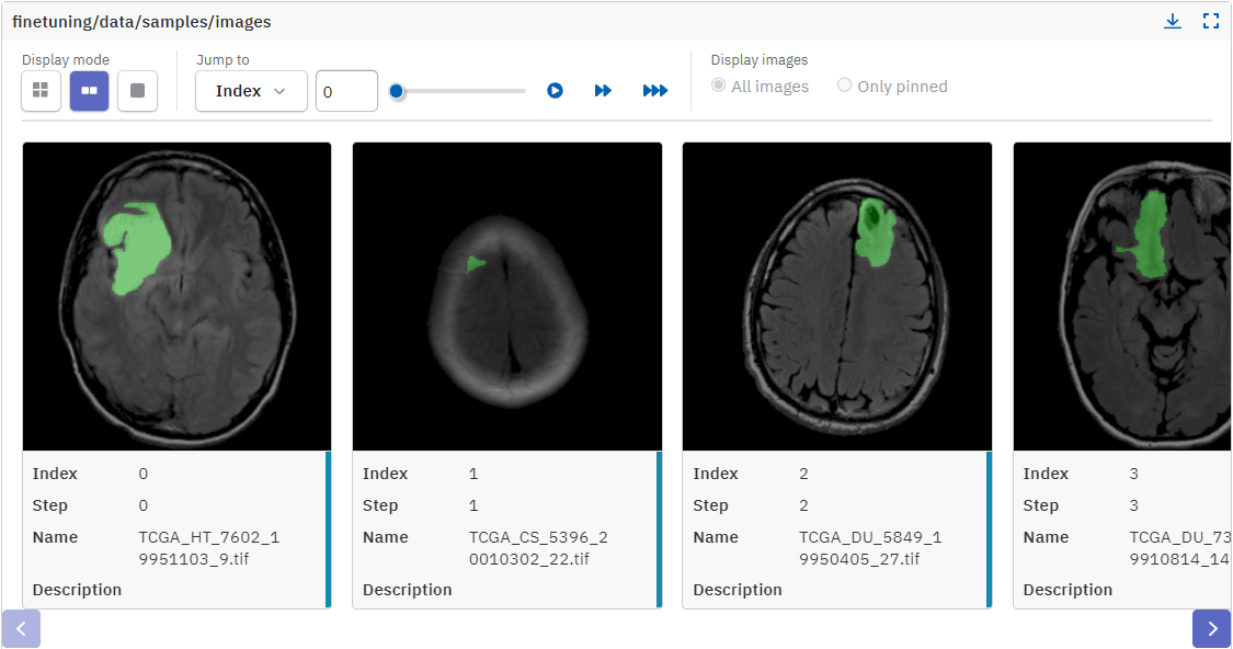 Series of images in carousel mode